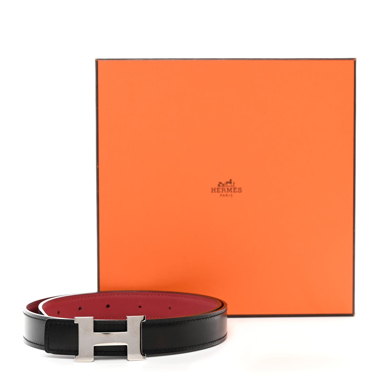 Box Swift 24mm Constance H Belt 75 Black Rouge Grenat