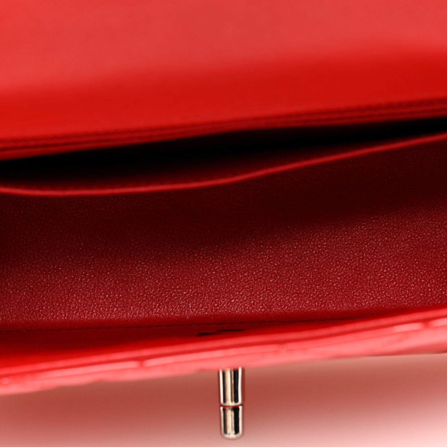 Patent Calfskin Quilted Bi-Color Mini Rectangular Flap Red Black