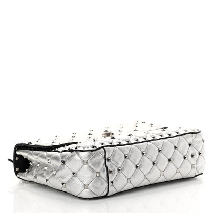 Valentino Garavani Metallic Nappa Medium Rockstud Spike Shoulder Bag Silver 4 of 17