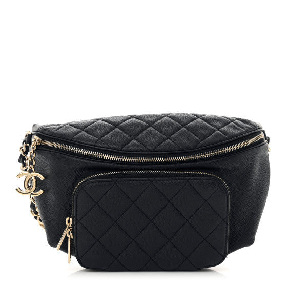 Caviar Quilted Business Affinity Waist Belt Bag Black