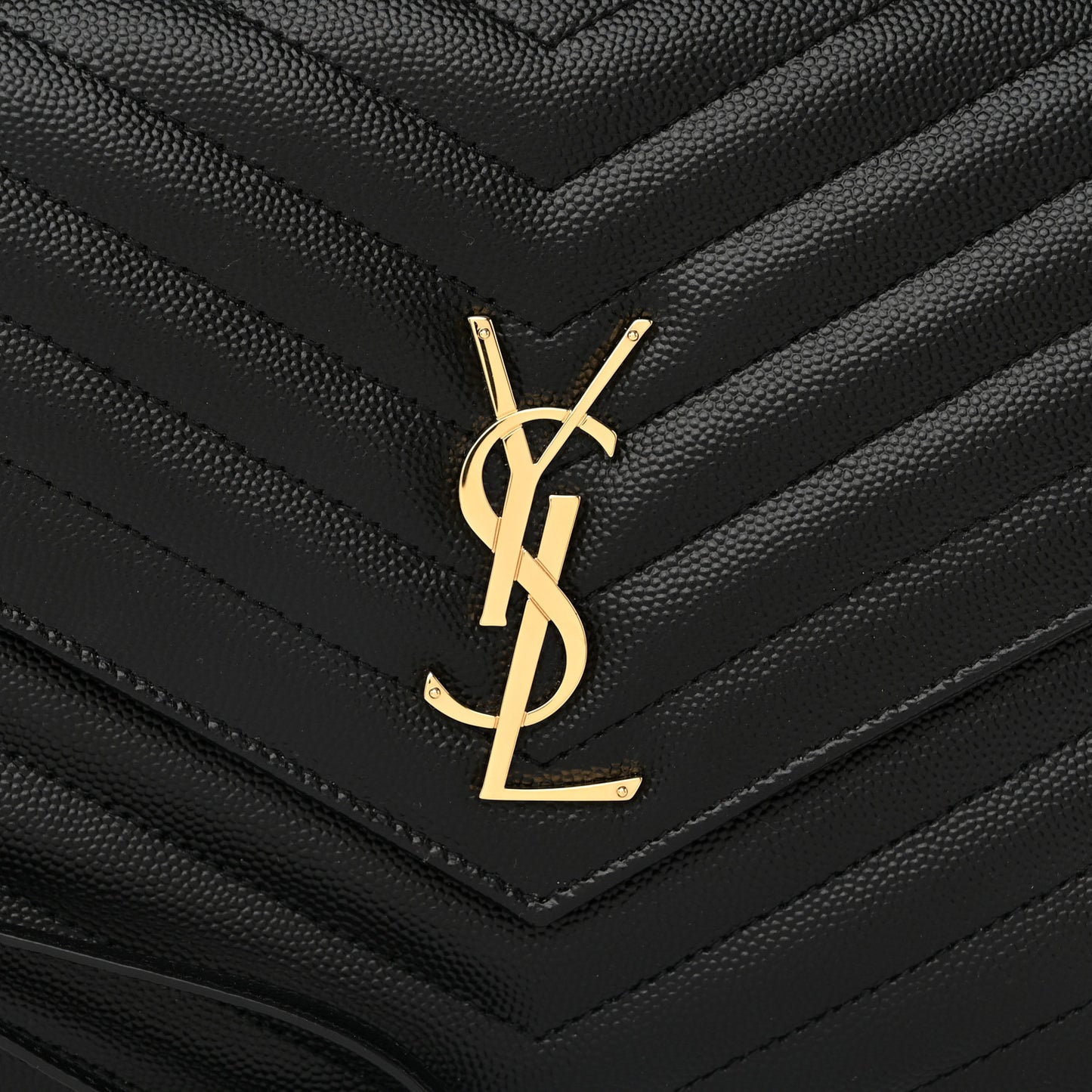 Grain De Poudre Matelasse Chevron Monogram Envelope Clutch Black