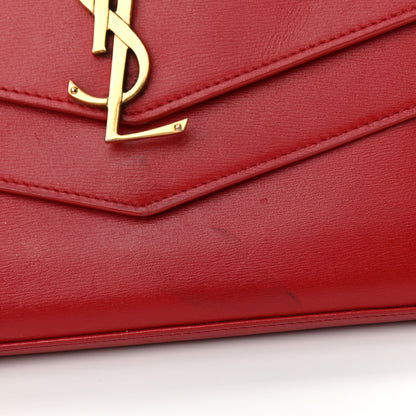 Saint Laurent Smooth Calfskin Monogram Sulpice Chain Wallet Red 10 of 10