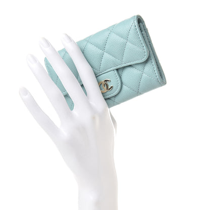 Chanel Caviar Quilted Flap Card Holder Wallet Blue 2 of 9
