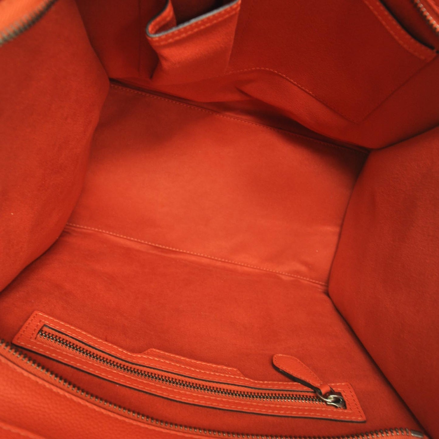 Pebbled Leather Mini Luggage Bag Vermillion