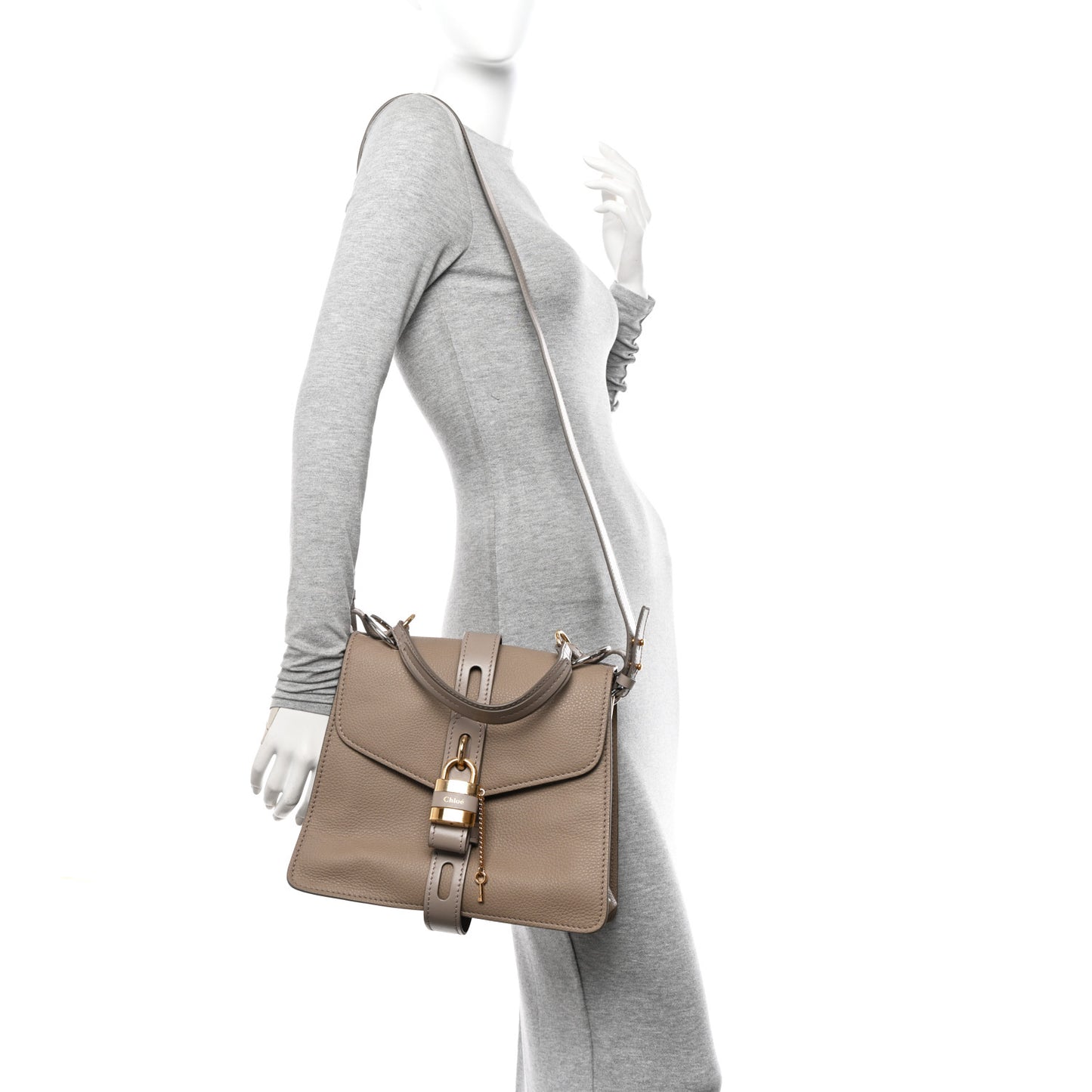 Grained Calfskin Medium Aby Day Shoulder Bag Motty Grey