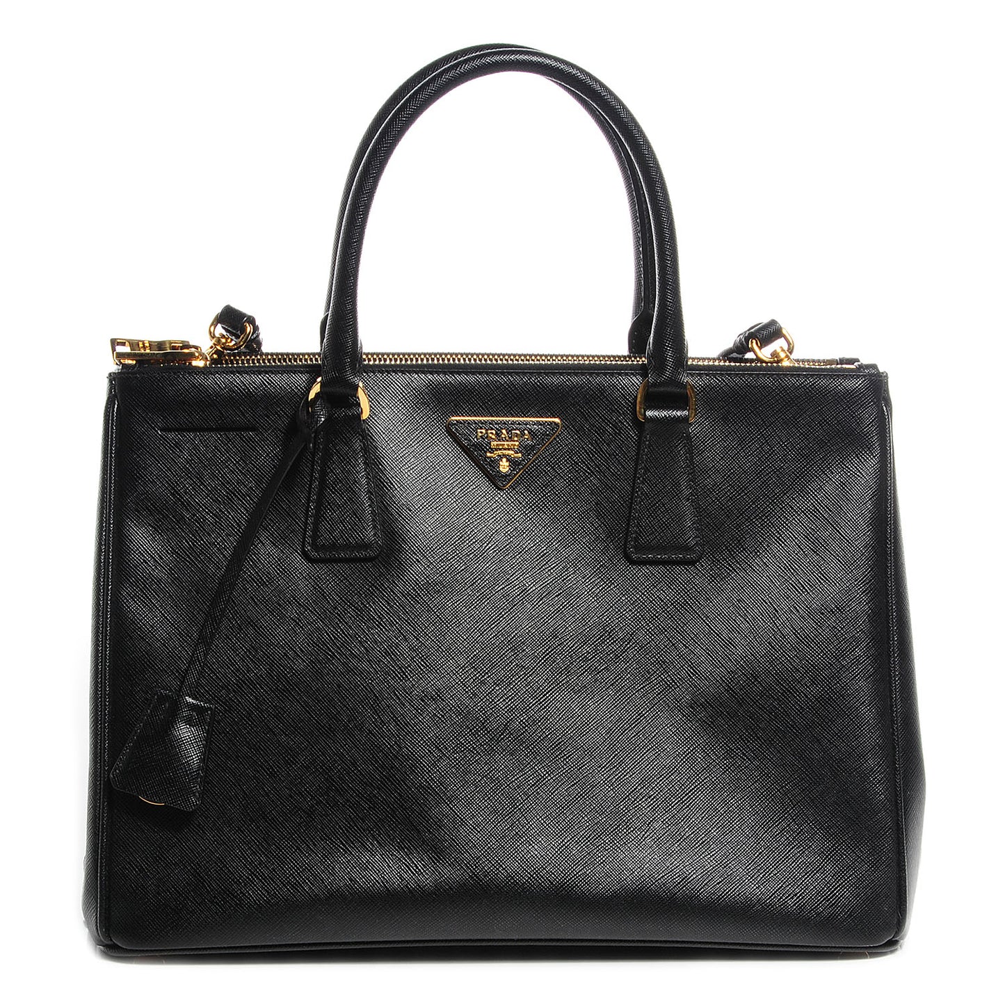 Saffiano Lux Large Double Zip Tote Nero Black