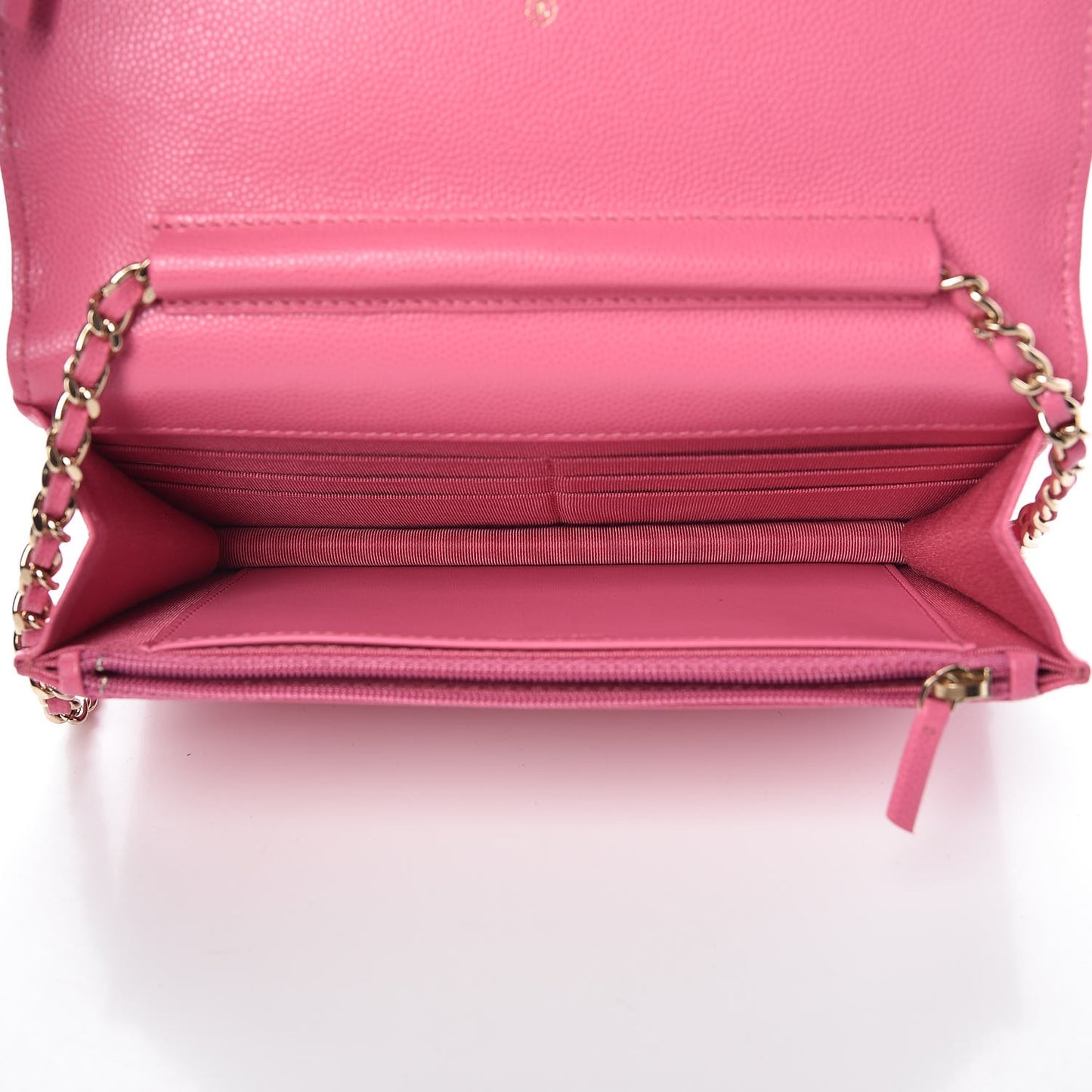 Caviar Quilted Wallet on Chain WOC Pink