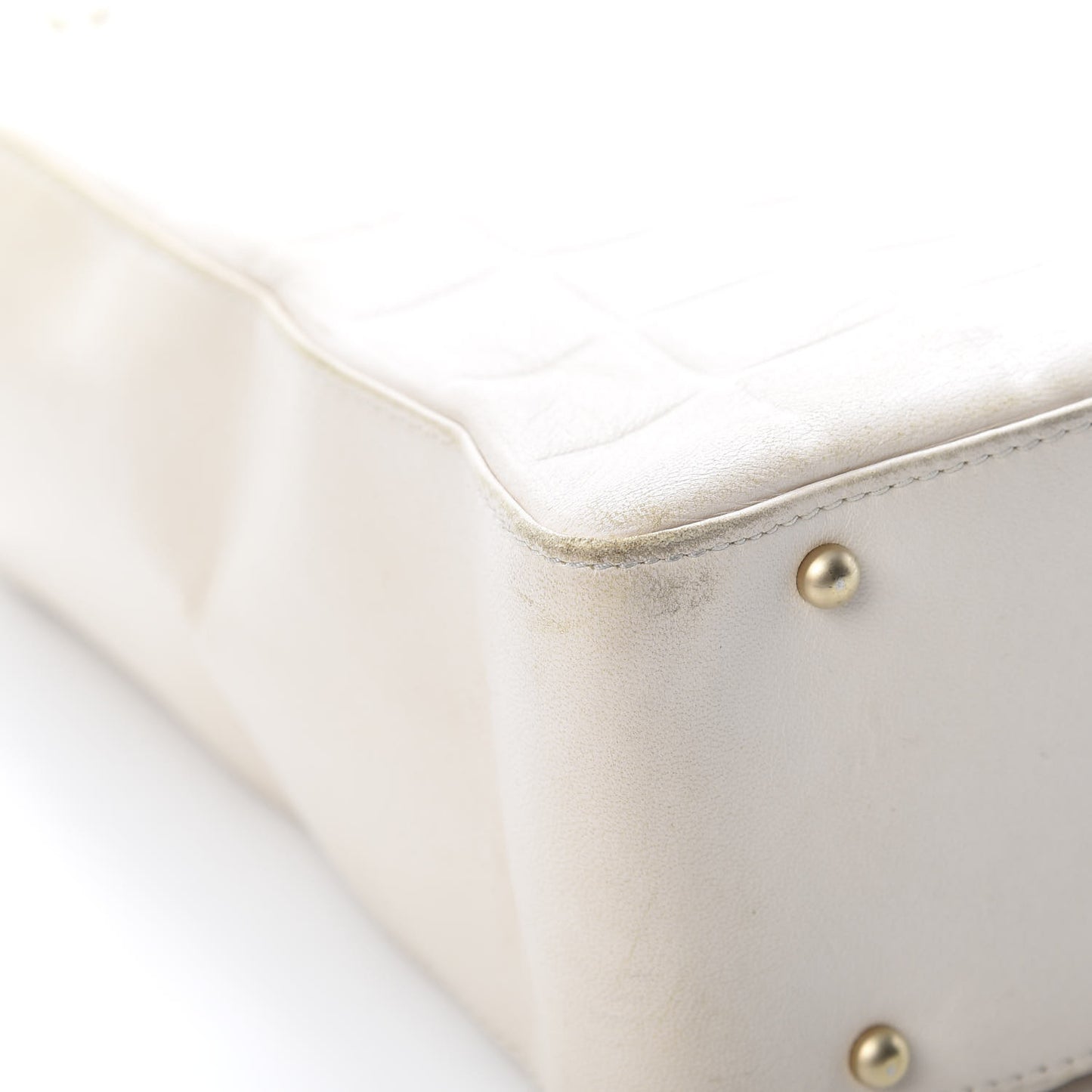 Lambskin Quilted Chocolate Bar Tote White