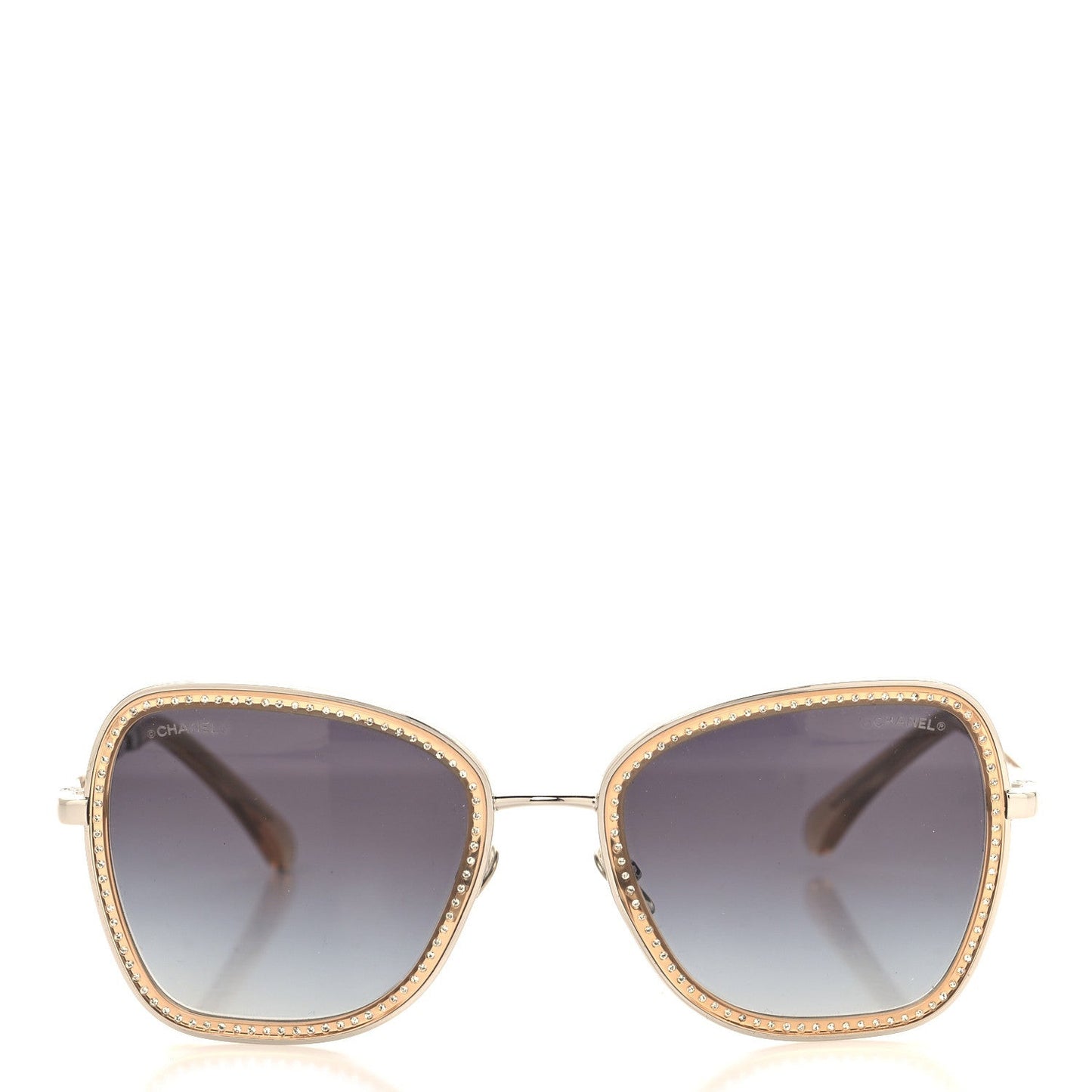 Square Frame Sequin Sunglasses 4277-B Silver Brown