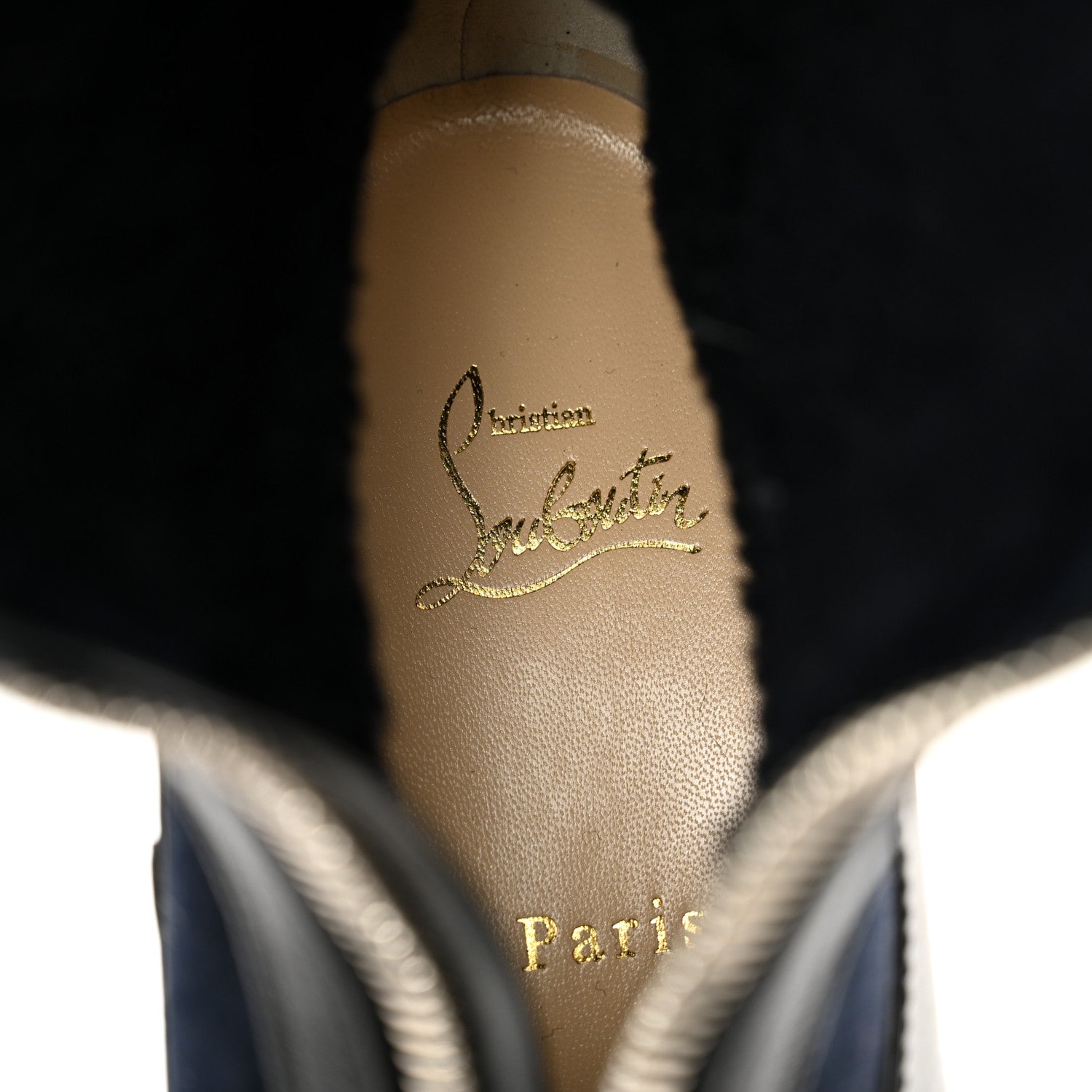 Christian Louboutin Kid Calfskin Shearling Glory Flat Boot 38.5 Version Black 8 of 9