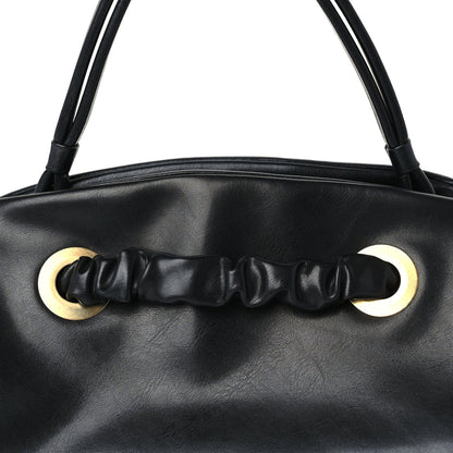 Celine Smooth Calfskin Eyelet Small Top Handle Bag Black 6 of 8