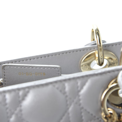 Christian Dior Pearly Lambskin Cannage Medium Lady Dior Grey 8 of 9