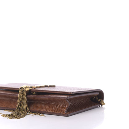 Saint Laurent Lizard Kate Monogram Tassel Chain Wallet Cognac 7 of 9