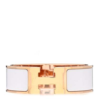 Hermes Enamel Wide Clic Clac H Bracelet PM White 1 of 5