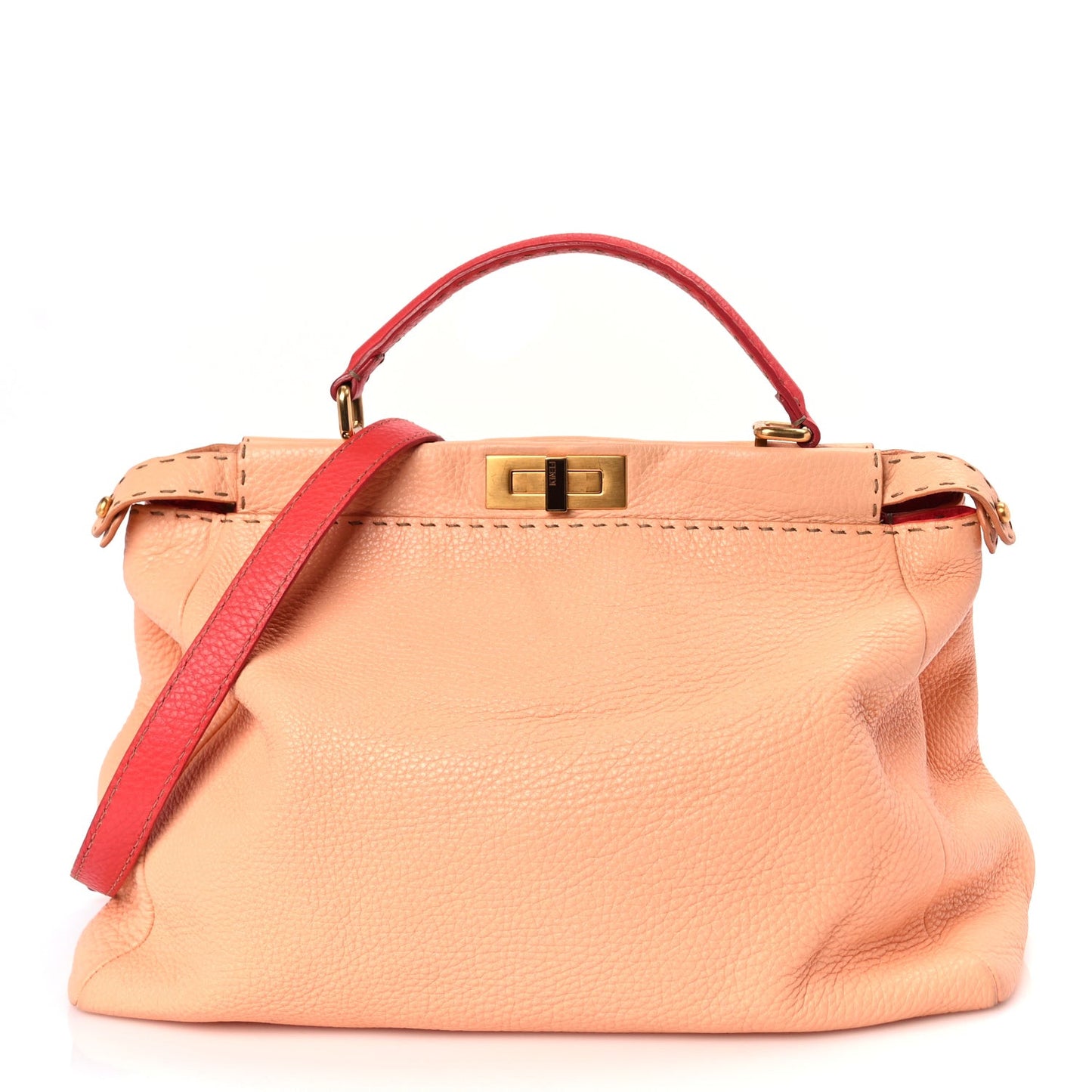 Cuoio Romano Selleria Bi-Color Large Peekaboo Iconic Satchel