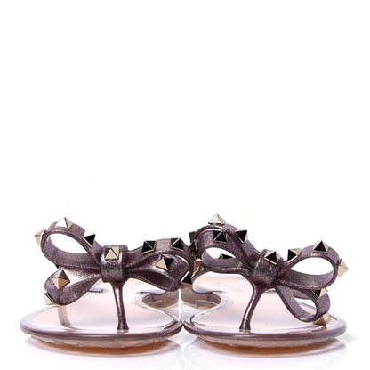 Valentino Garavani PVC Jelly Glitter Rockstud Bow Thong Sandals 37 Multicolor 2 of 6