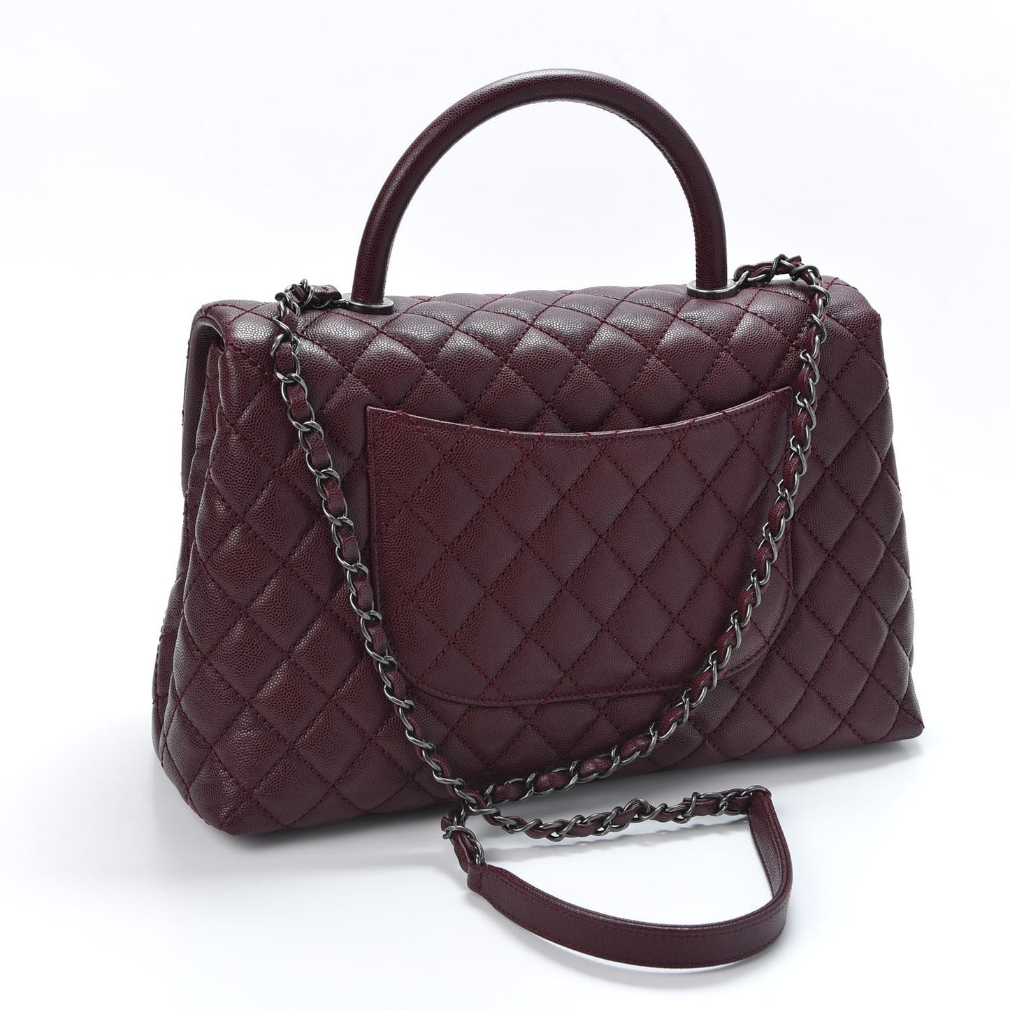 Caviar Quilted Medium Coco Handle Flap Burgundy
