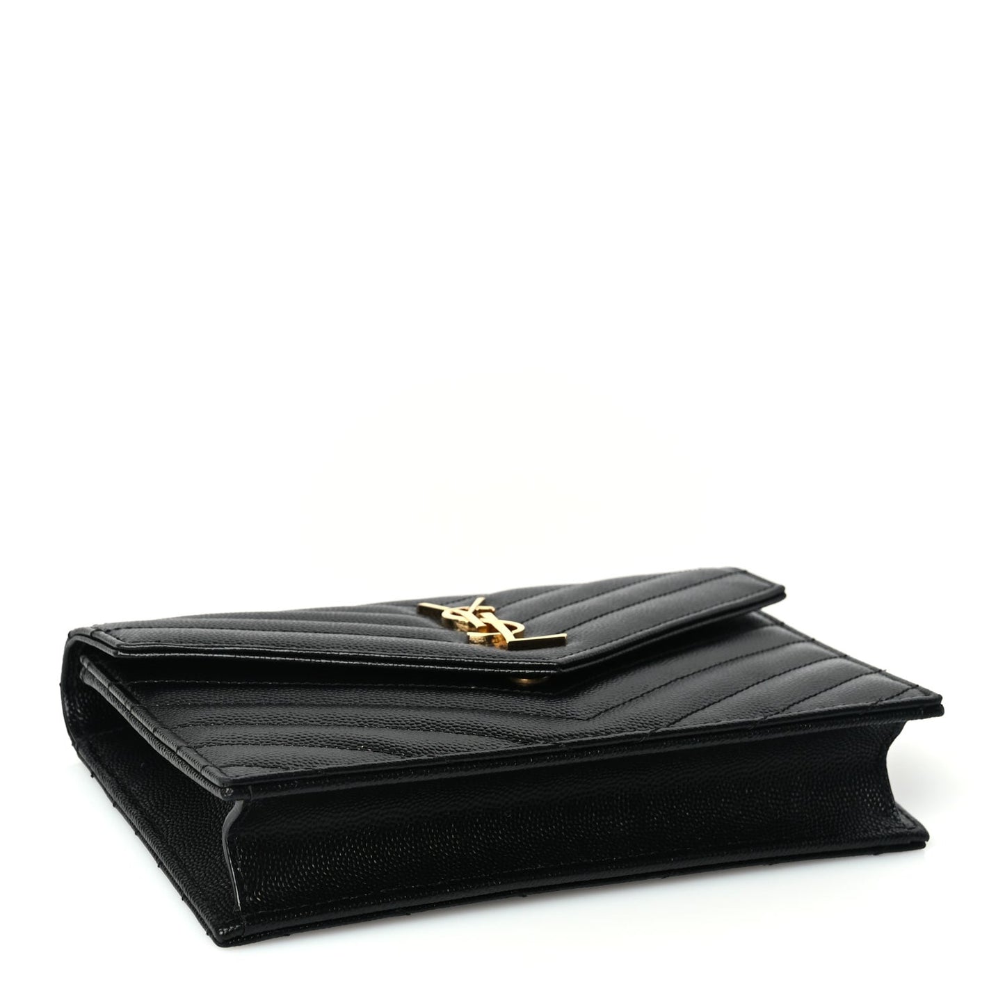 Grain De Poudre Matelasse Chevron Monogram Envelope Chain Wallet