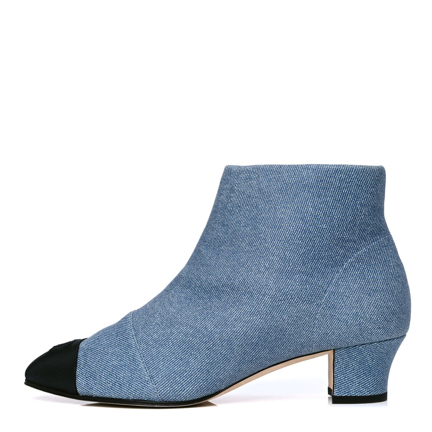 Denim Grosgrain Cap Toe Short Boots 39.5 Blue