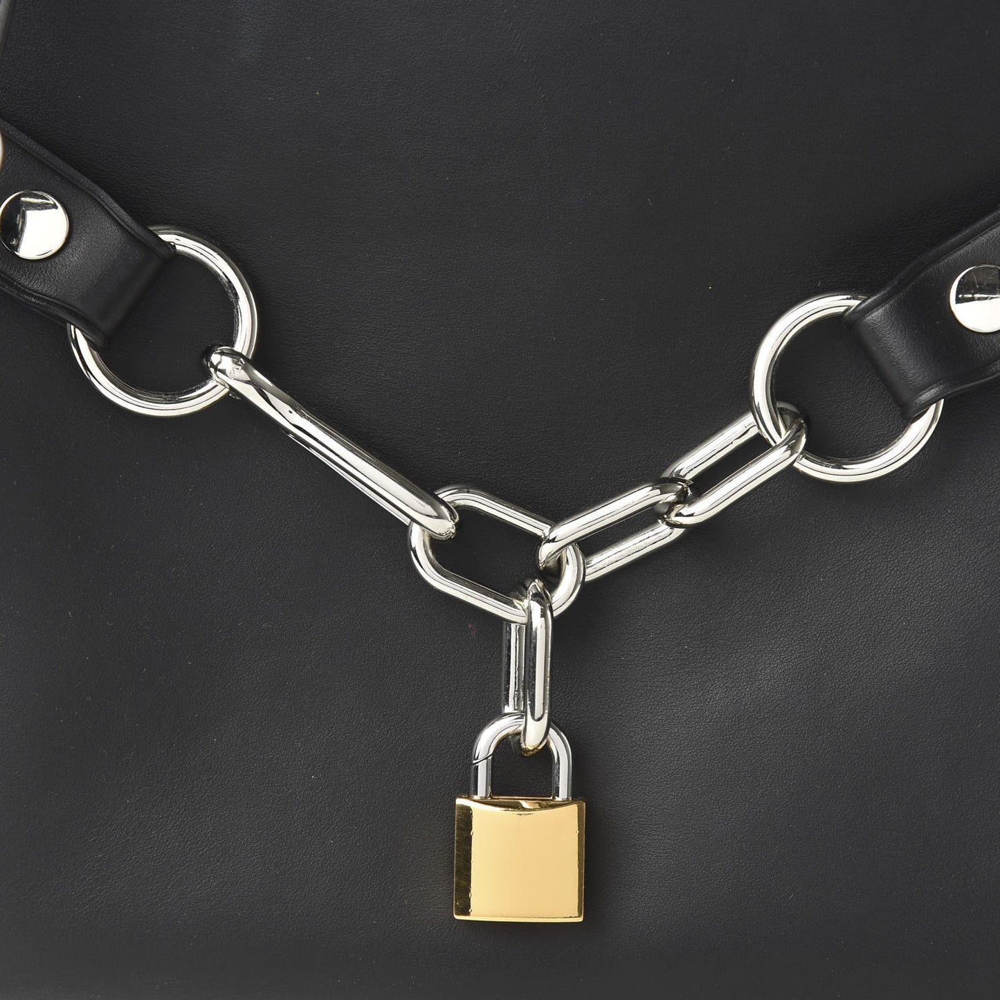 Smooth Calfskin Attica Chain Satchel Black