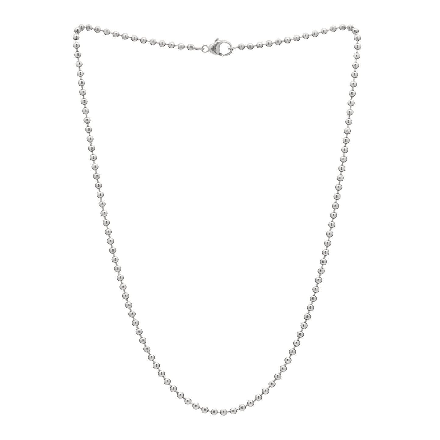 Sterling Silver 2.5mm Bead Chain Necklace 16"