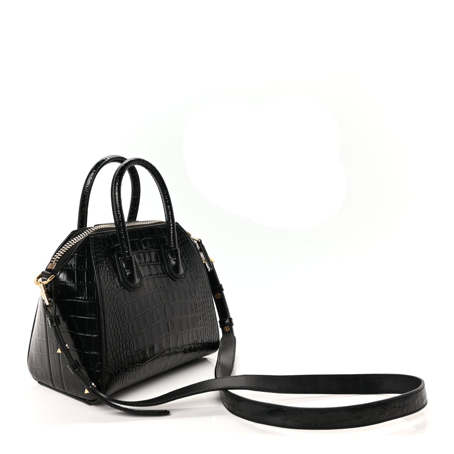 Calfskin Crocodile Embossed Mini Antigona Black