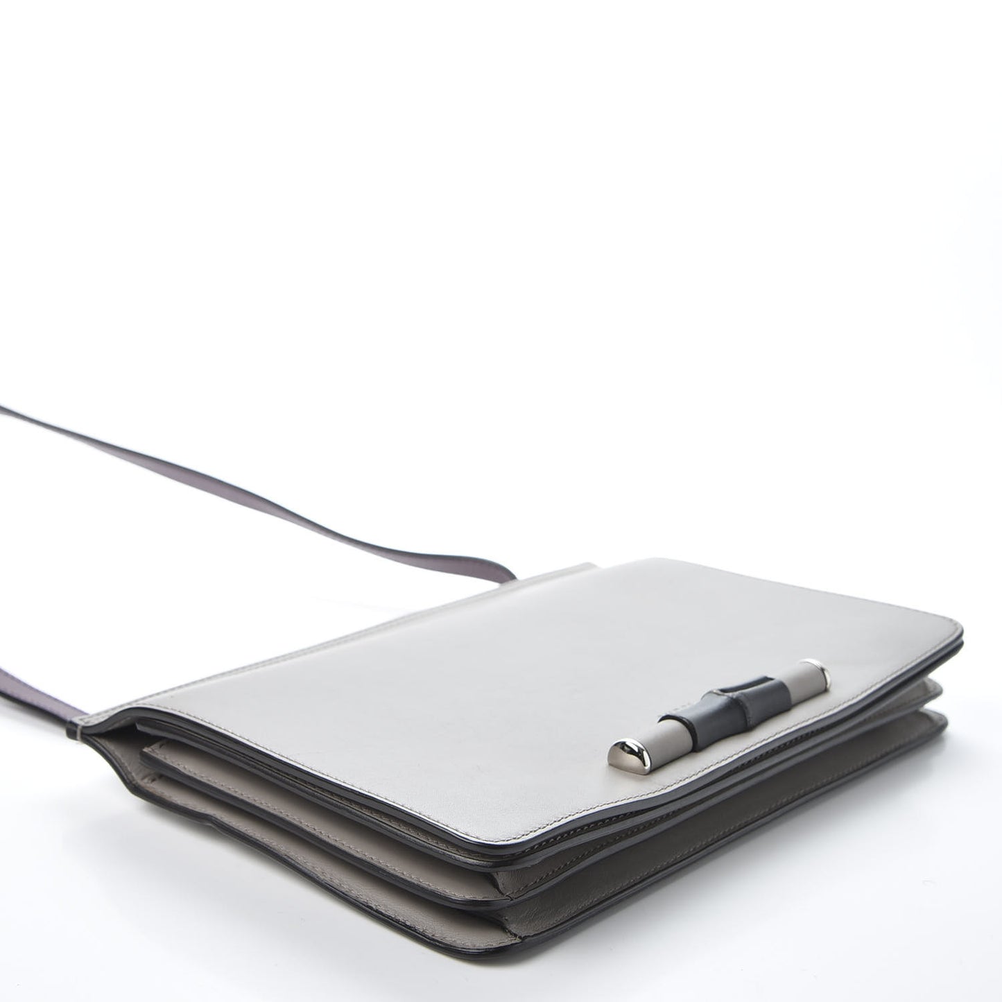 Calfskin Lady Bamboo Shoulder Bag Grey