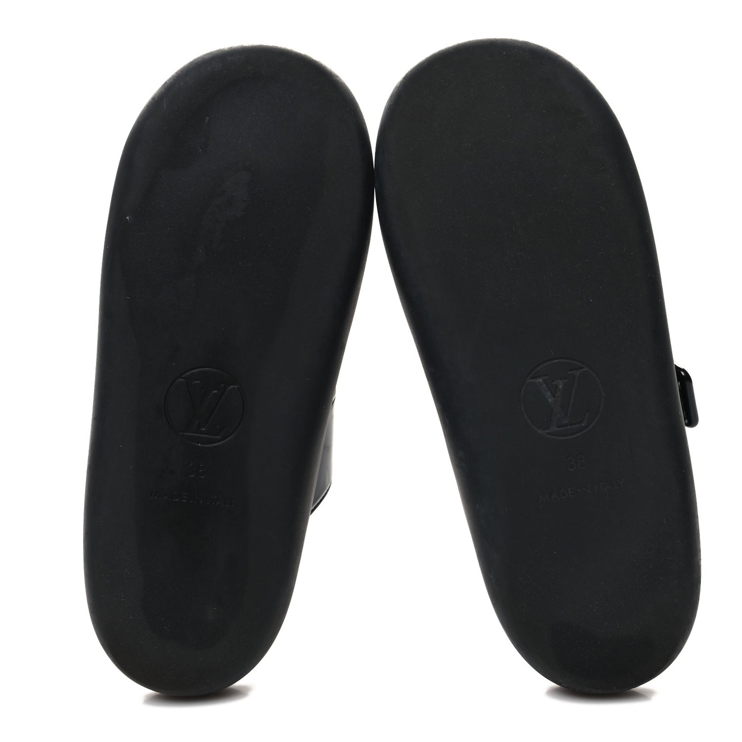 Monogram Sunbath Flat Mule Sandals 38 Black