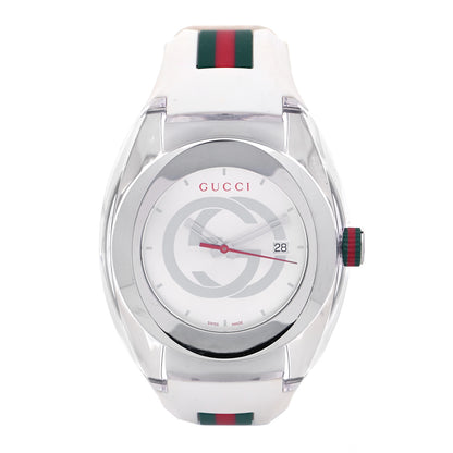 Gucci Stainless Steel Rubber 46mm Sync Web Quartz Watch White 1 of 4