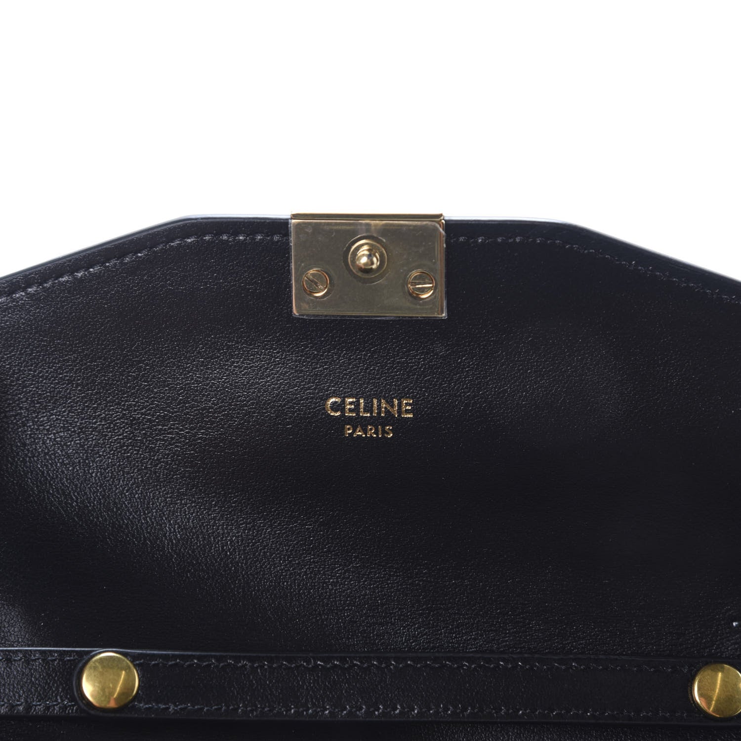 Celine Shiny Smooth Calfskin C Wallet On Chain Bag Black 7 of 9