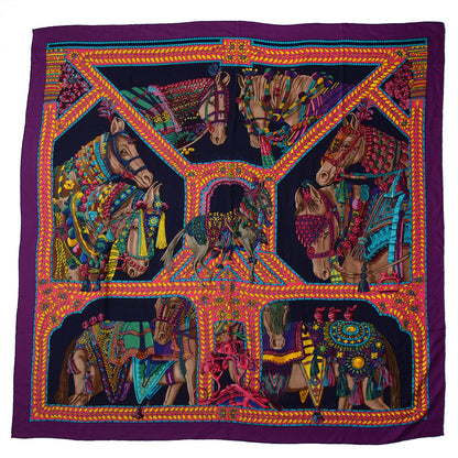 Hermes Cashmere Silk La Danse Du Cheval Marwari Shawl 140 2 of 4