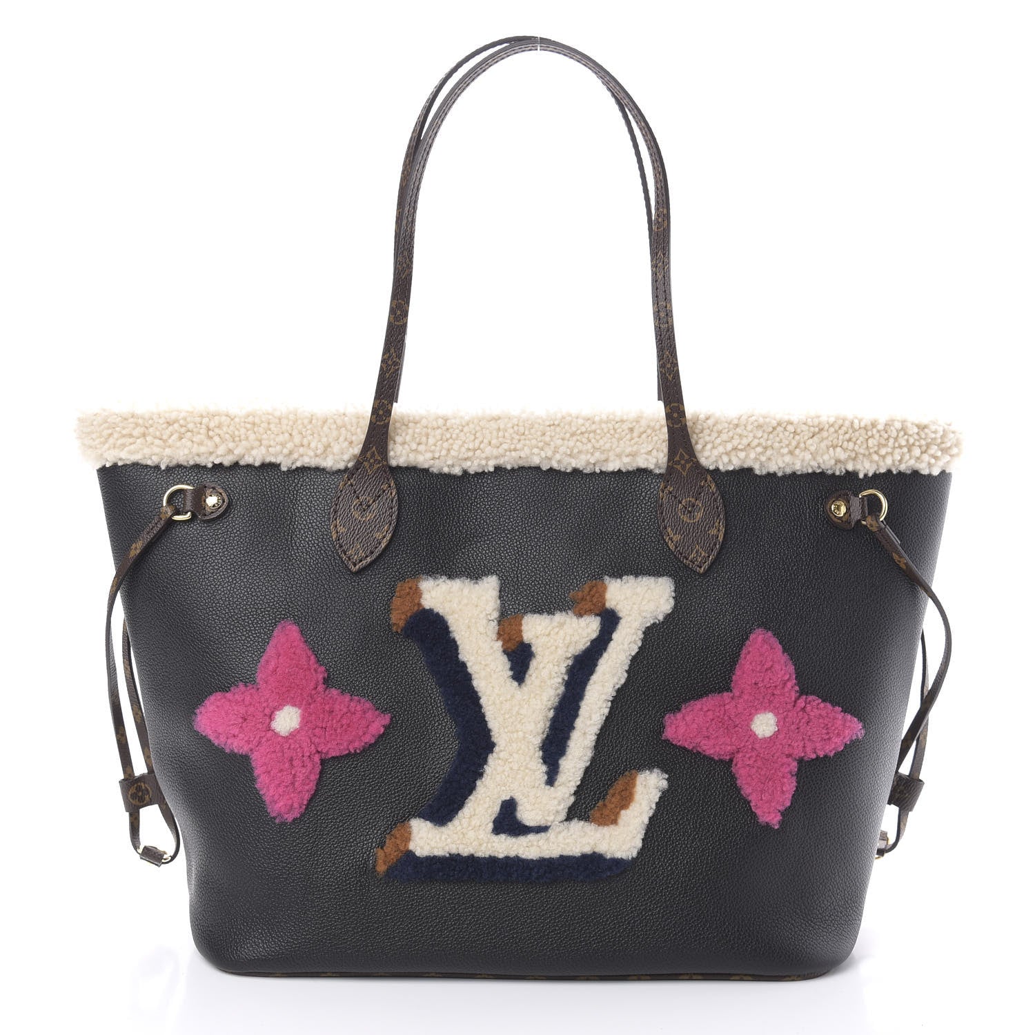 Louis Vuitton Calfskin Monogram Teddy Neverfull MM Black 3 of 10