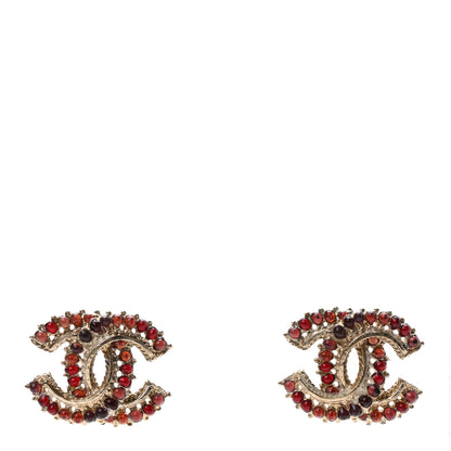 Chanel Enamel Poured Glass CC Earrings Gold 1 of 4