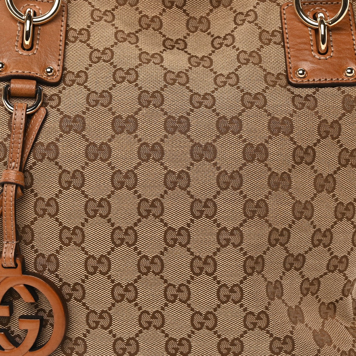 GG Monogram Medium Charm Tote Light Brown