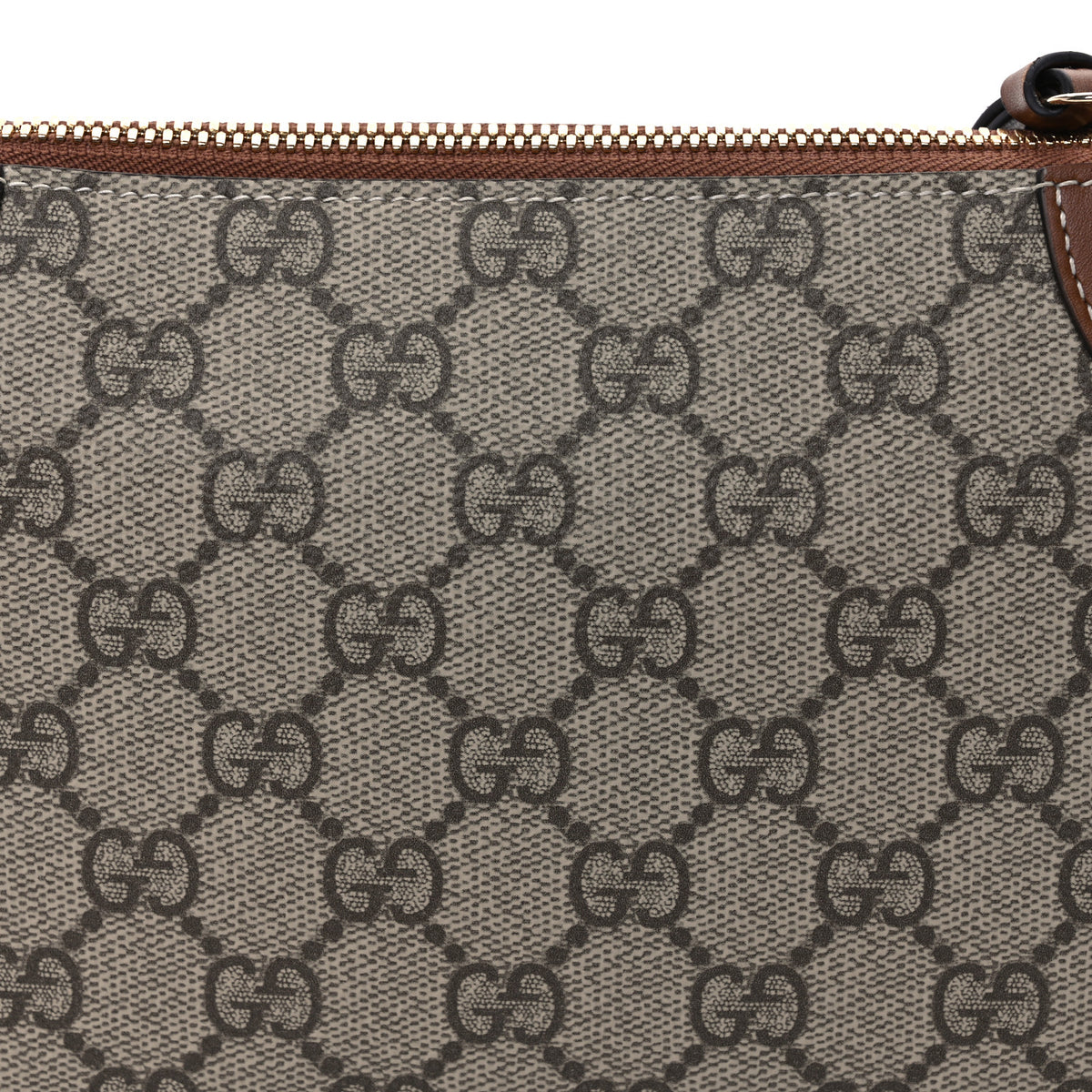 GG Supreme Monogram Textured Calfskin Small Emblem Shoulder Bag Beige Dark Brown
