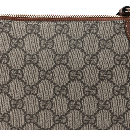 Gucci GG Supreme Monogram Textured Calfskin Small Emblem Shoulder Bag Beige Dark Brown 6 of 8