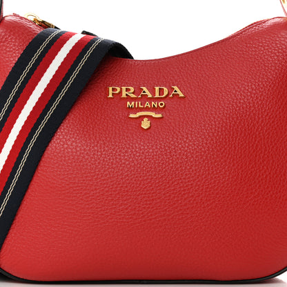Prada Vitello Phenix Small Zippered Messenger Hobo Rosso 9 of 12