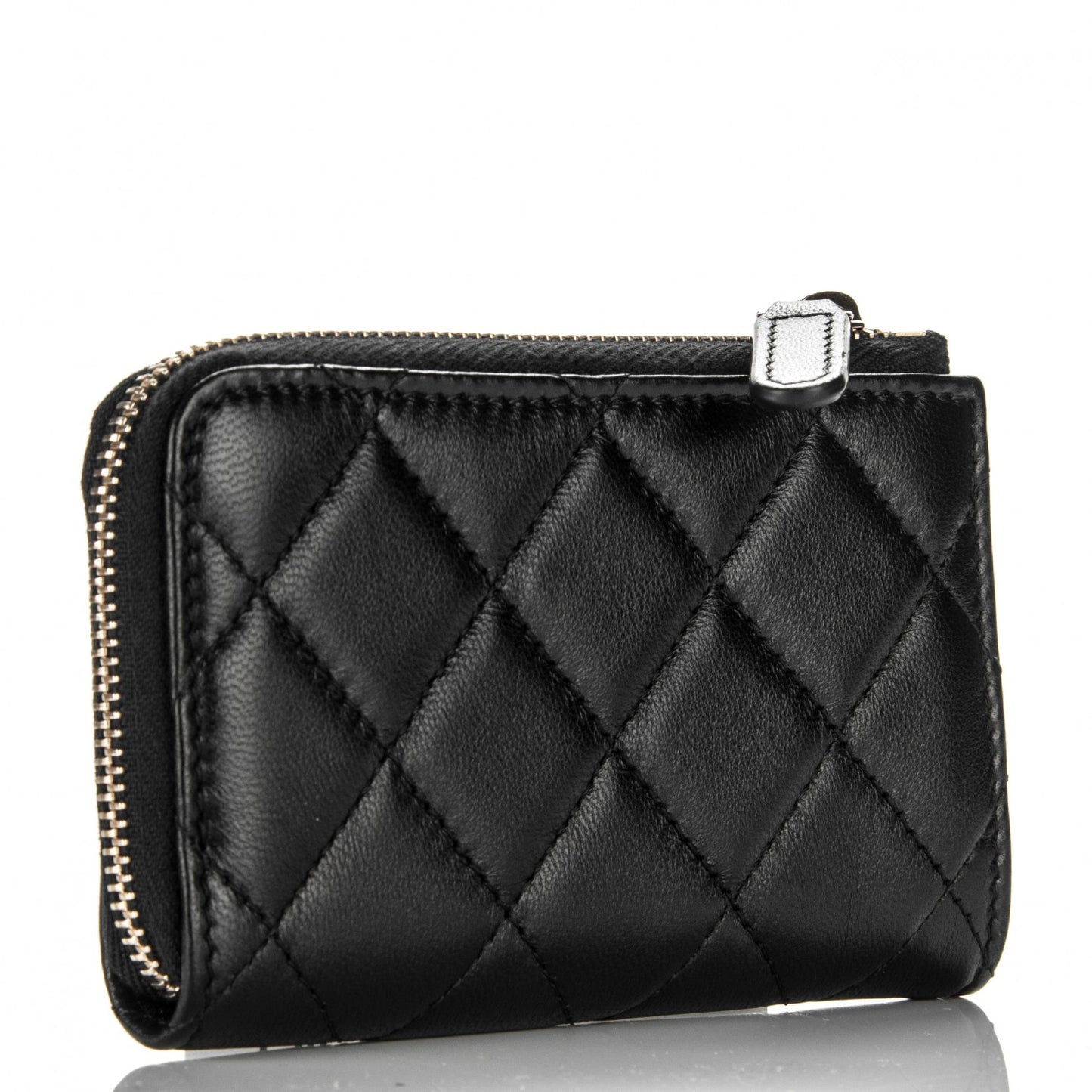 Lambskin Quilted Key Holder Case Black