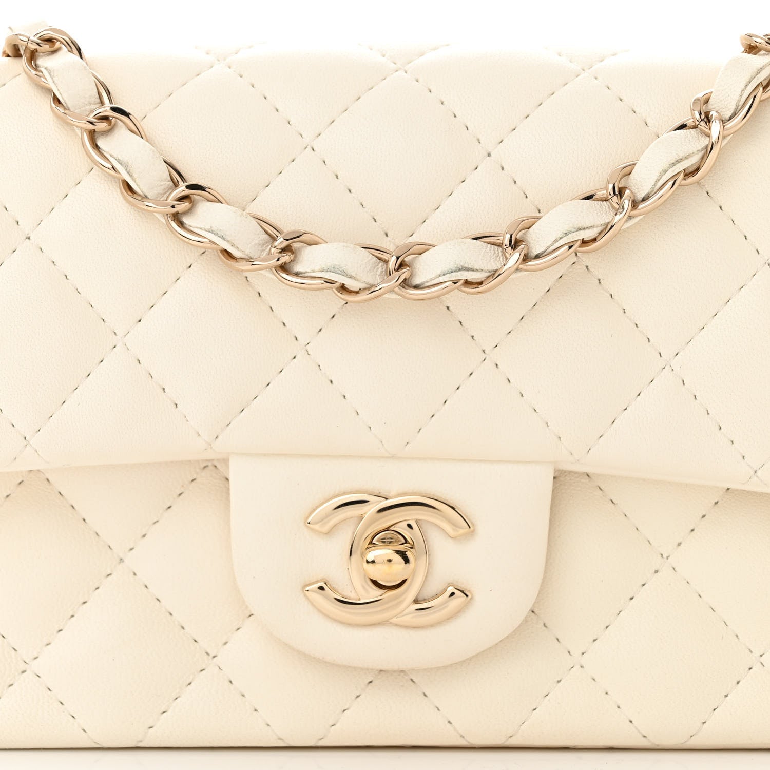 Chanel Lambskin Quilted Mini Rectangular Flap White 8 of 12