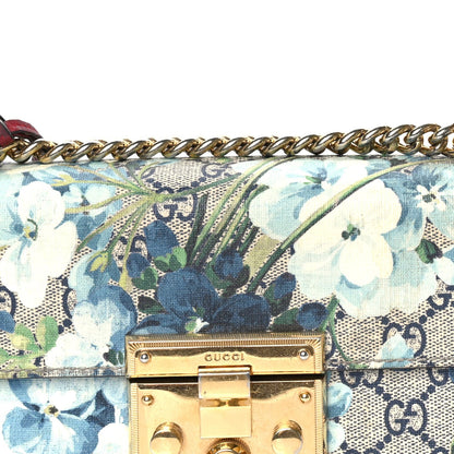 Gucci GG Supreme Monogram Blooms Small Padlock Shoulder Bag  Beige Blue Navy Hibiscus Red 6 of 7