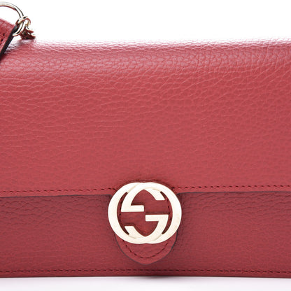 Gucci Dollar Calfskin Interlocking G Chain Wallet Red 8 of 8