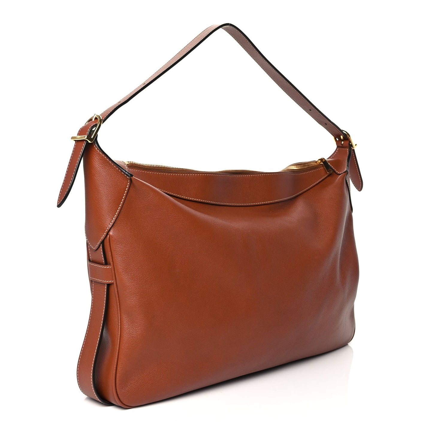 Supple Calfskin Large Romy Shoulder Bag Tan