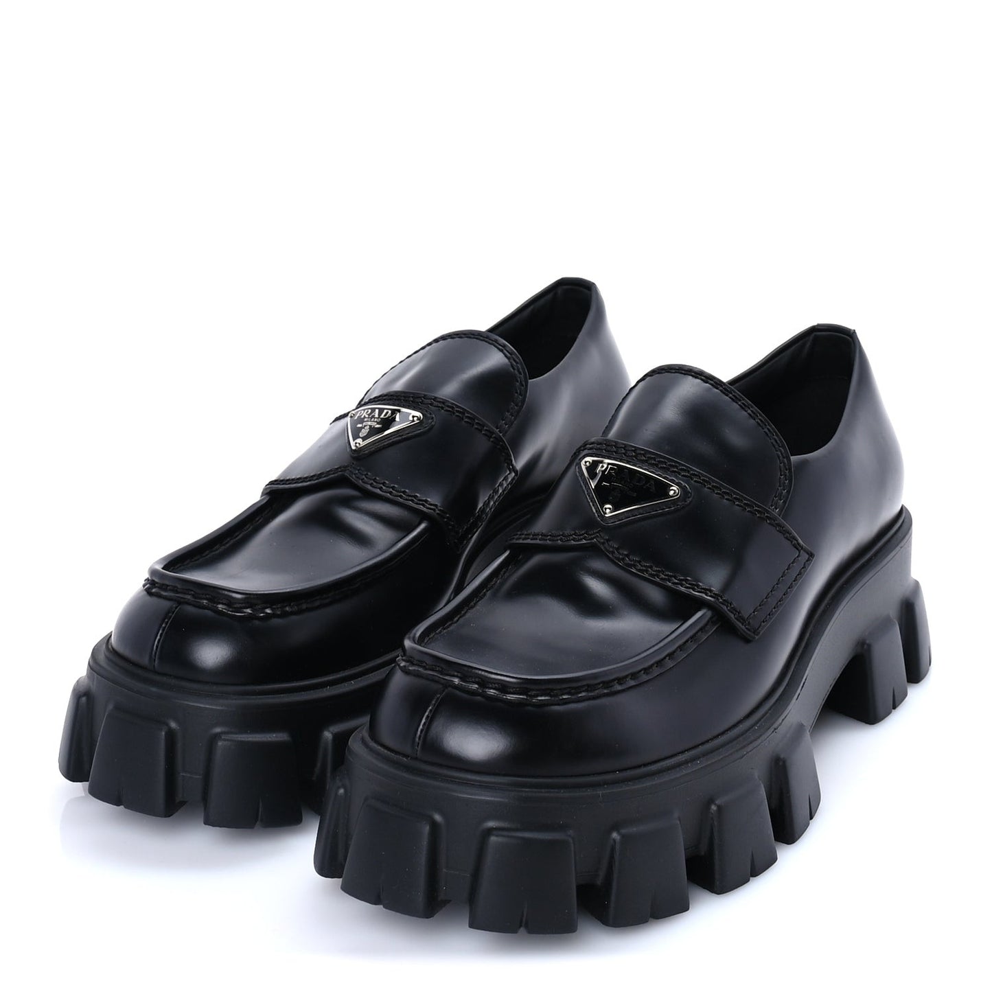 Spazzolato Rois Metal Triangle Logo Mens Monolith 55mm Loafers 8 Black