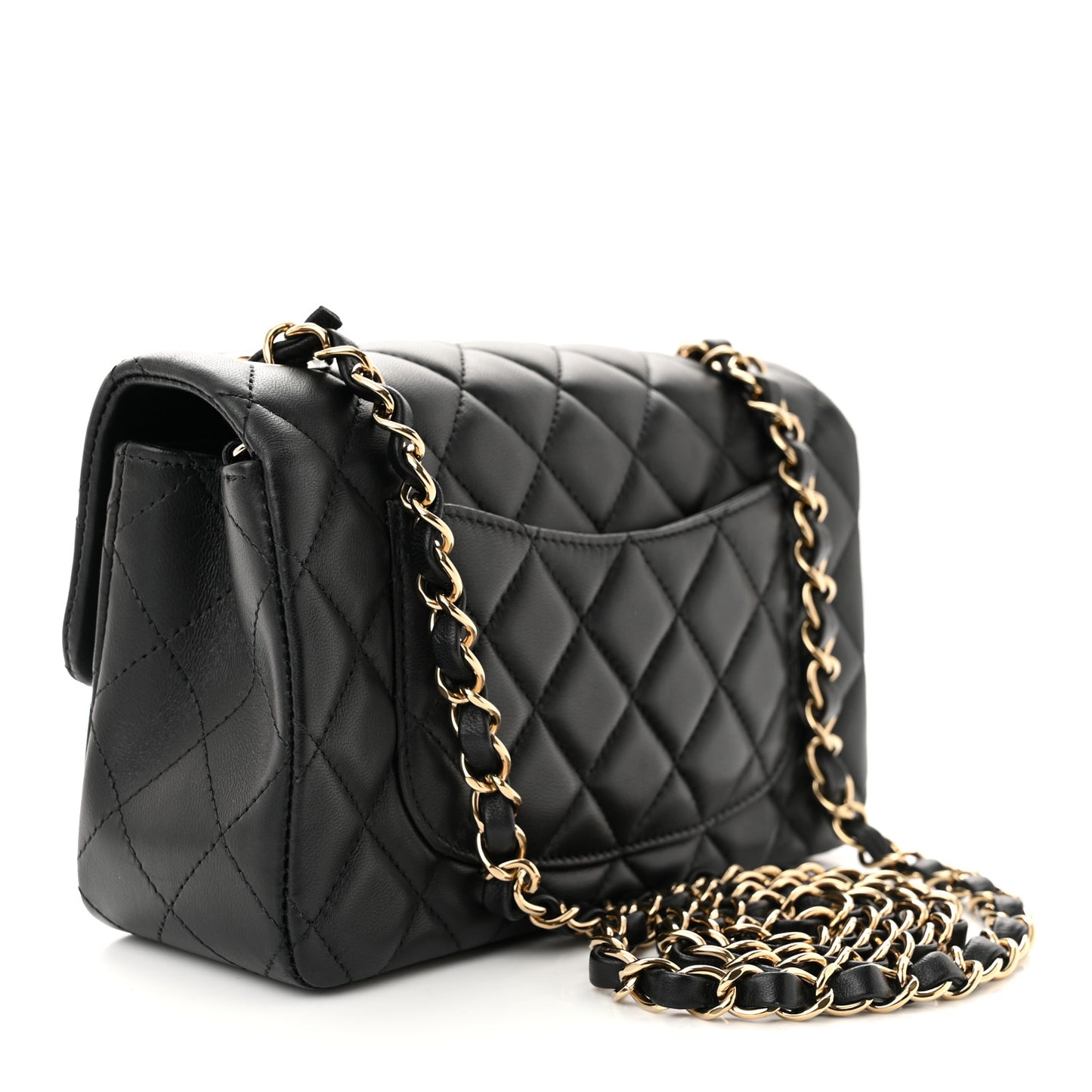 Lambskin Quilted Mini Rectangular Flap Black