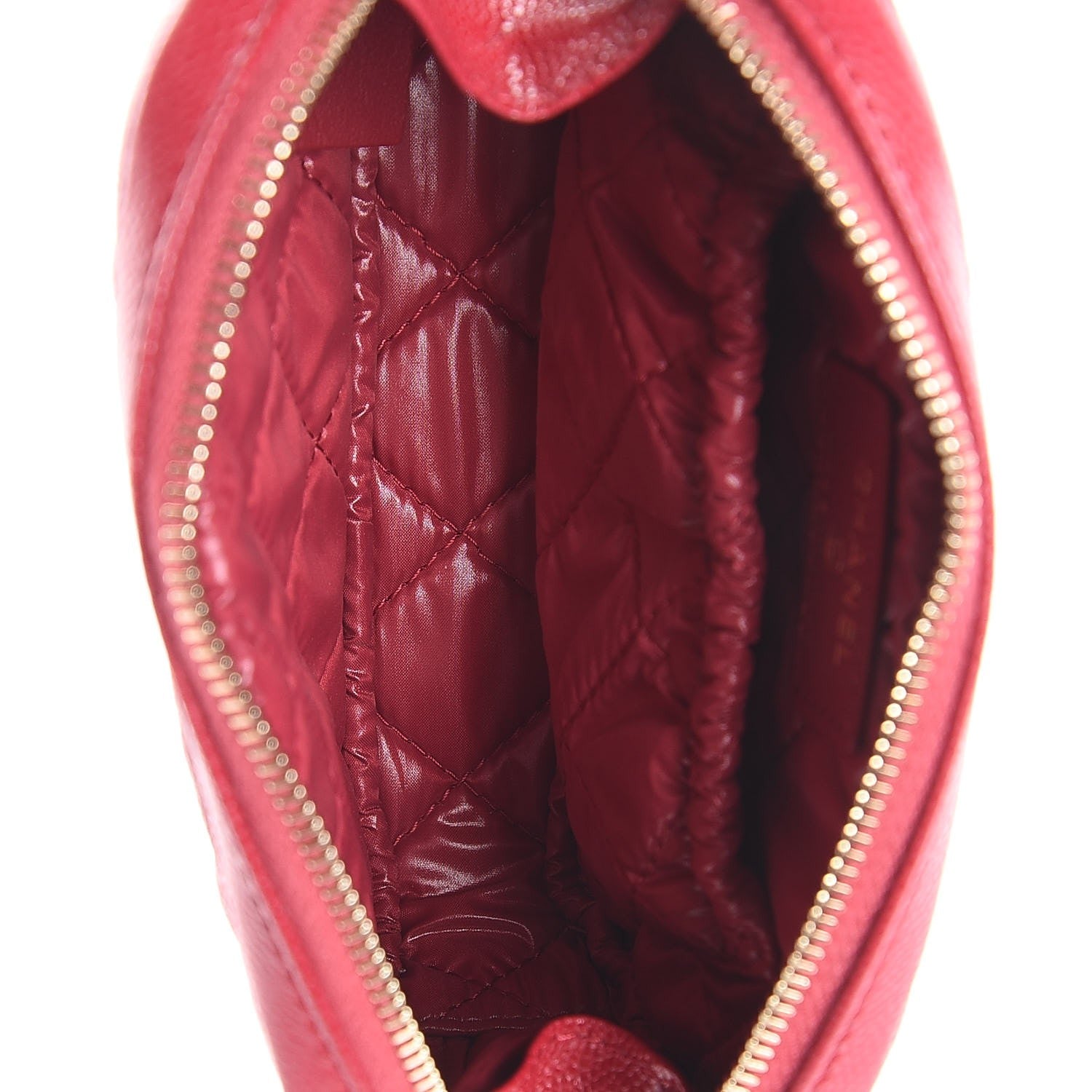 Chanel Caviar Quilted Small Curvy Pouch Cosmetic Case Dark Pink 5 of 8