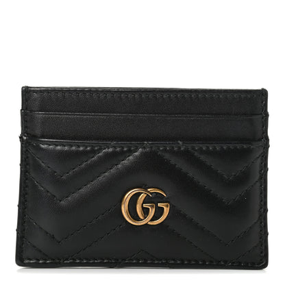 Gucci Calfskin Matelasse GG Marmont Card Holder Black 1 of 6