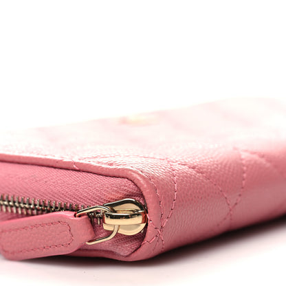 Chanel Caviar Quilted Zip Around Wallet Pink 10 of 13
