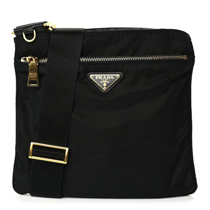 Prada Nylon Vela Flat Messenger Bag Black 1 of 11