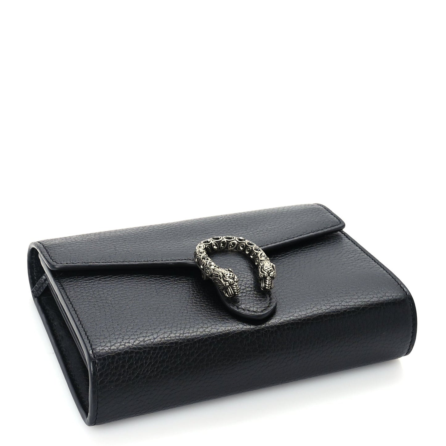 Dollar Calfskin Crystal Mini Dionysus Chain Wallet  Black