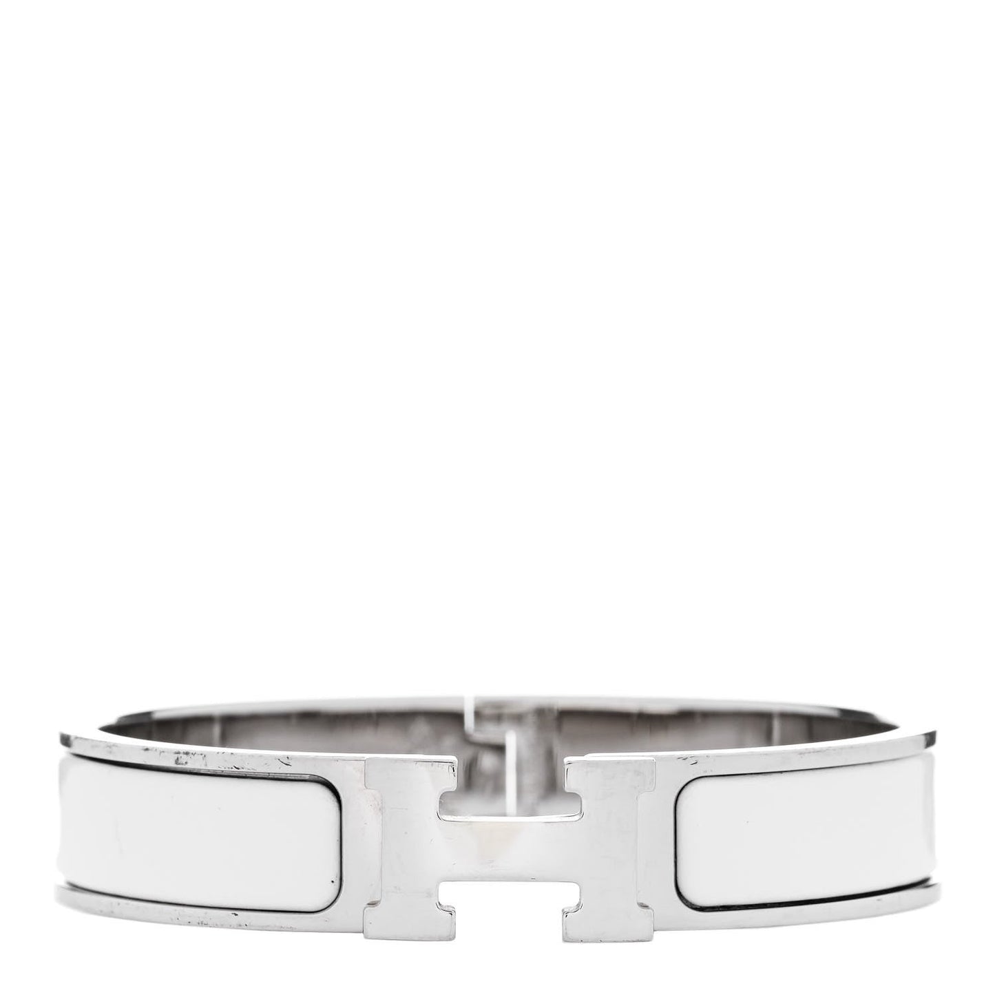 Enamel Narrow Clic Clac H Bracelet PM White